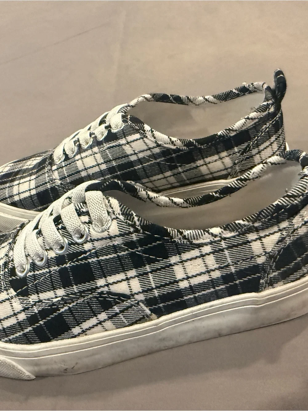 Old Navy Black & White Plaid Kids Canvas Sneakers